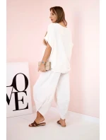 Viskózová blúzka + nohavice béžová