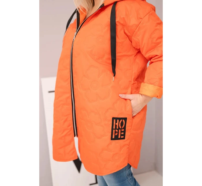 Dámska prešívaná bunda s kapucňou a HOPE Orange Dámska prešívaná bunda s kapucňou a HOPE Orange