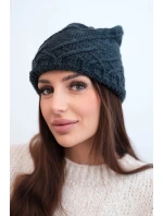 Dámská zimní vlněná čepice s ozdobnými krystalky K399 černá