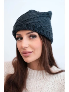 Dámská zimní vlněná čepice s ozdobnými krystalky K399 černá