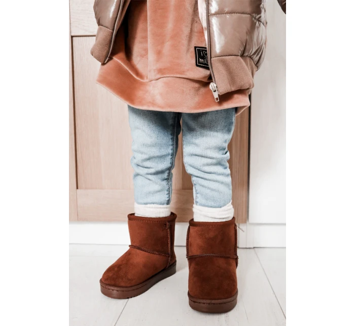 Dziecięce Ocieplane Botki Śniegowce Brązowe Gooby