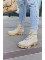 Zamszowe Traperki Botki Beżowe Layden