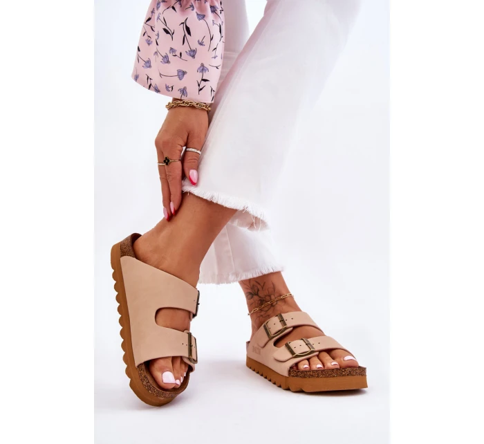 Klasyczne Damskie Klapki Big Star LL274478 Beżowe