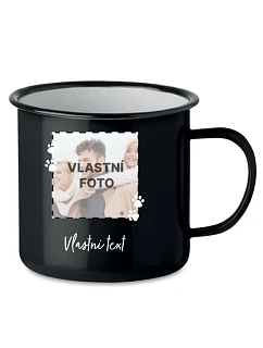 Personalizovaný retro plechový pohár s fotografiou domáceho maznáčika a textom
