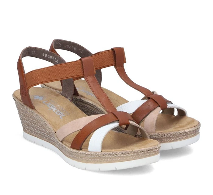 Hnedé dámske sandále na platforme Rieker 61995-81 Hnedé dámske sandále na platforme Rieker 61995-81