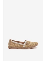 Eleganckie Skórzane Espadryle Z Plecionką Zazoo 10178 Beżowo-Złote
