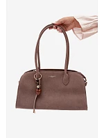 Kabelka s přívěskem a sponami eko semiš tmavě béžová model 22111664 - Flora&Co