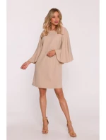 model 21470730 Mini šaty s netopýřími rukávy béžové - STYLOVE
