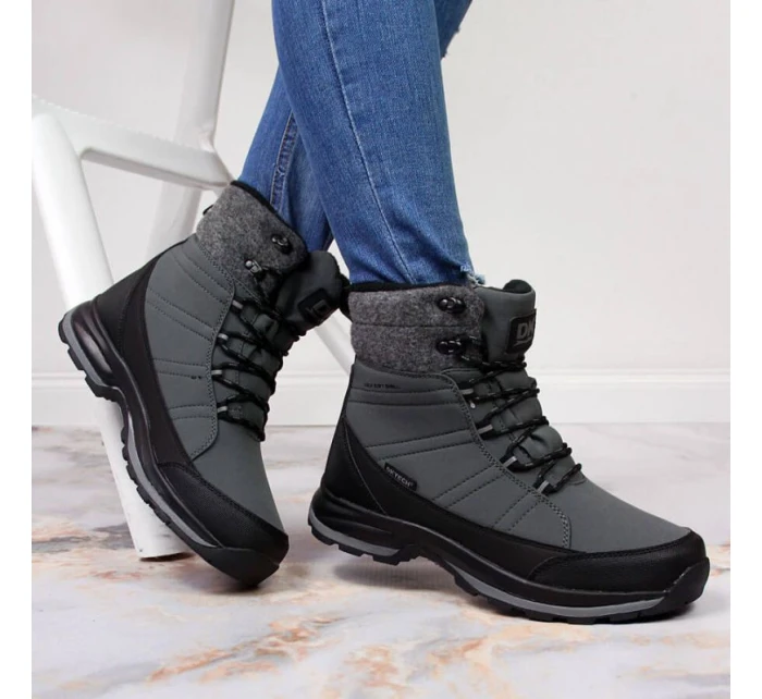 Zimné snehové topánky nepremokavé šedé DK