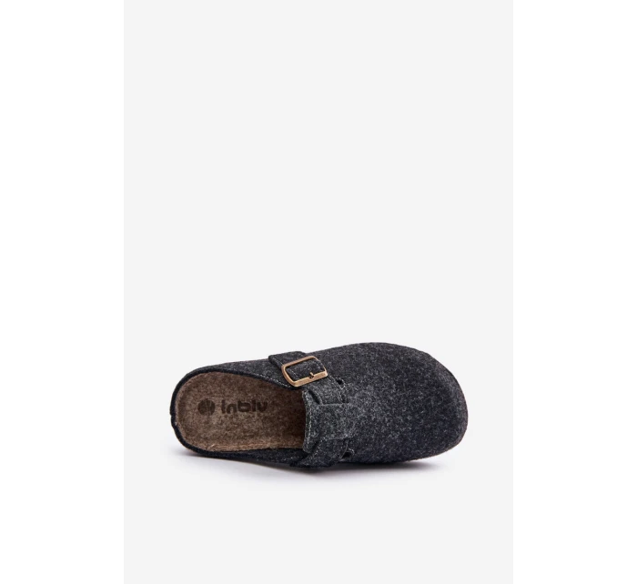 Kapcie Męskie Z Klamrą Klapki Profilaktyczne Inblu MT000012 Grafitowe