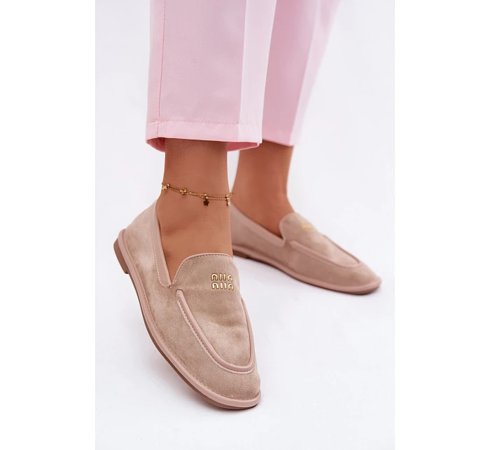 Dámské ploché mokasíny s lemovkou Vinceza Béžové Dámské ploché mokasíny s lemovkou Vinceza Béžové
