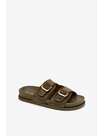 Dámské pantofle se zlatými sponami tmavě zelené Pelorin