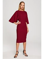 Šaty model 22313100 s kimono rukávy – vínové - Moe Šaty model 22313100 s kimono rukávy – vínové - Moe