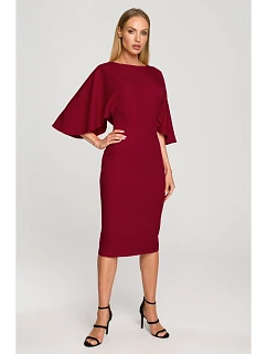 Šaty model 22313100 s kimono rukávy – vínové - Moe