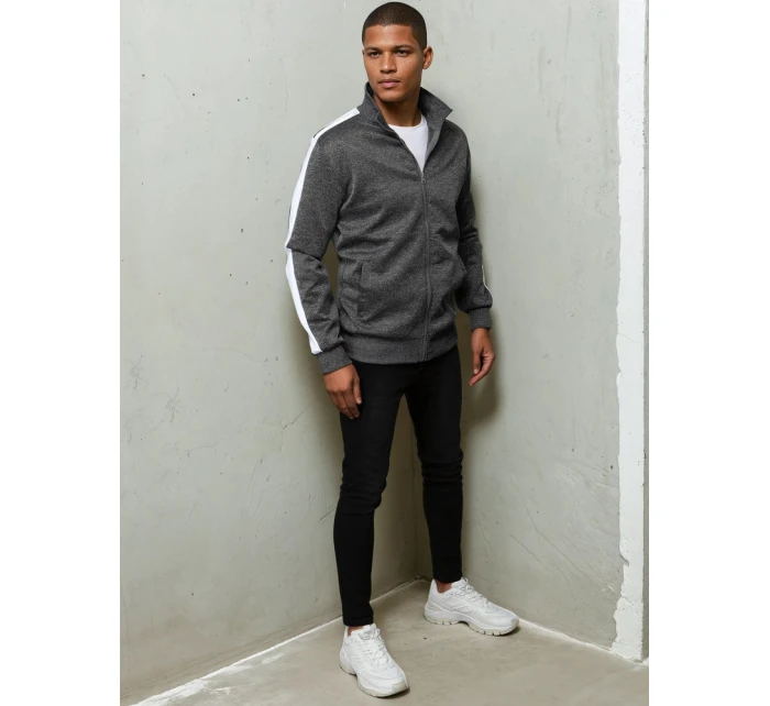 Pánska tmavosivá mikina na zips FashionStreet BX5563