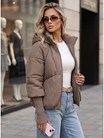 Dámská zimní prošívaná bunda s kapucí, béžová, FashionStreet TY5897 Dámská zimní prošívaná bunda s kapucí, béžová, FashionStreet TY5897