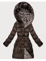 Obojstranná zimná plus size bunda so vzorom čokoláda/panther (M6-6008-103)