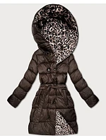 Obojstranná zimná bunda plus size chocolate/panther (M6-6008-103)