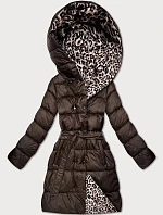 Obojstranná zimná bunda plus size chocolate/panther (M6-6008-103)