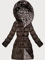 Obojstranná zimná bunda plus size chocolate/panther (M6-6008-103)