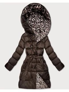 Oboustranná zimní plus size bunda v panteřím vzorem barvě model 21753530 - MINORITY