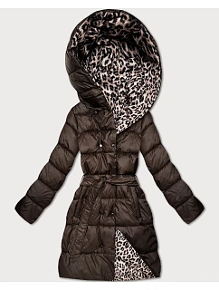 Obojstranná zimná bunda plus size chocolate/panther (M6-6008-103)