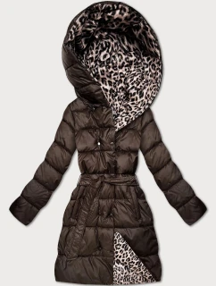 Obojstranná zimná bunda plus size chocolate/panther (M6-6008-103)