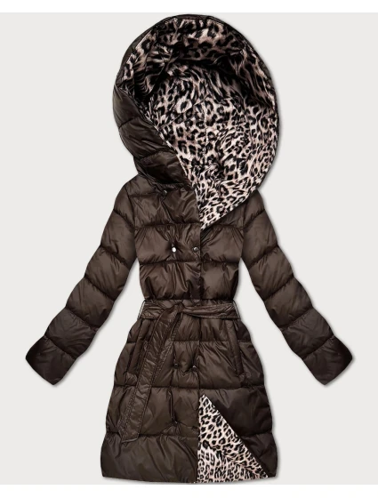 Obojstranná zimná plus size bunda so vzorom čokoláda/panther (M6-6008-103)