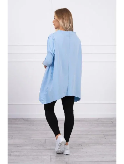 Oversize mikina s asymetrickými boky modrá Oversize mikina s asymetrickými boky modrá