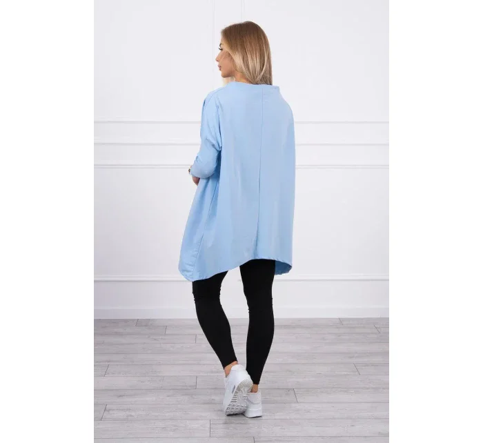 Oversize mikina s asymetrickými boky modrá Oversize mikina s asymetrickými boky modrá