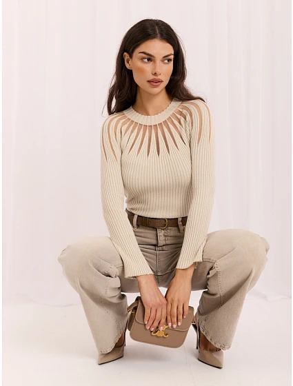 Sweter IR SW model 22400690 jasny beżowy - FPrice Sweter IR SW model 22400690 jasny beżowy - FPrice