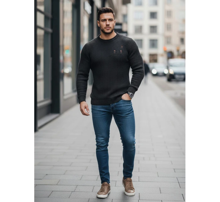 Pánsky tmavosivý sveter FashionStreet WX1990