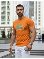 Tshirt męski z nadrukiem pomarańczowy model 22136493 - FashionStreet