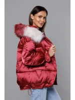 Krátka nadrozmerná bunda vo vínovej farbe (H-1109-25)