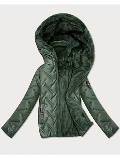 Dámska khaki bunda z umelej kožušiny S'West (B8389-11011)