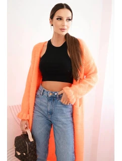 Dámský kardigan s vlnou v barevných pruzích růžový