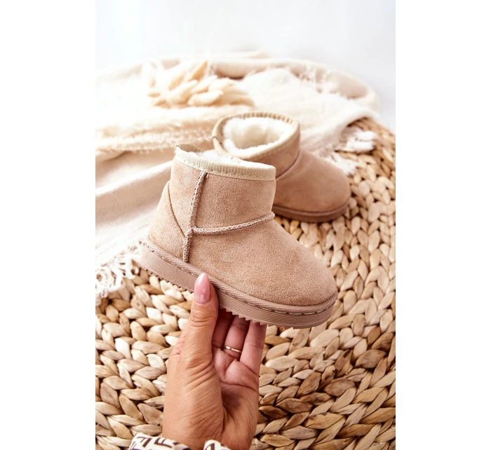 Dětské Teplé Sněhule Semišové béžové model 21598049 - Boto Dětské Teplé Sněhule Semišové béžové model 21598049 - Boto
