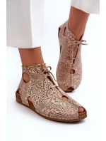 Wzorzyste Skórzane Botki Maciejka 03426-02 Beżowe