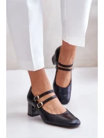 Kožené sandály s pásky na podpatku černé model 21673885 - Laura Messi