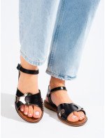 Exkluzívne dámske sandále čierne bez podpätku