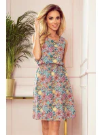 VICTORIA - Dámske trapézové šaty s farebným vzorom 296-1