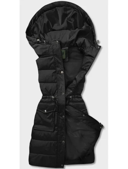 Dámska mikina bez rukávov s kapucňou čierna (CAN-860)