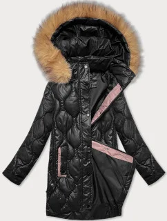 Čierna dámska bunda s ozdobným prešívaním J Style (5M3226-392)