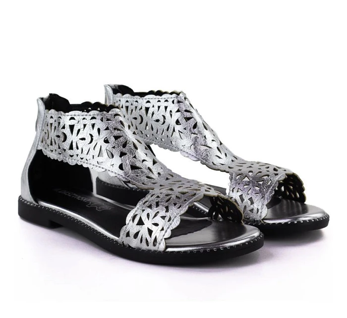 Dámske strieborné šnurovacie sandále M.Daszynski MR24148-2 Dámske strieborné šnurovacie sandále M.Daszynski MR24148-2