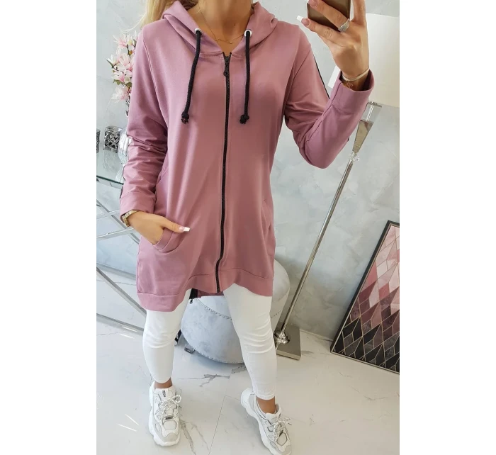 Mikina se zipem na zádech tmavě růžová