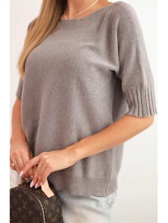 Dámský svetr z viskózy s krátkým rukávem cappuccino