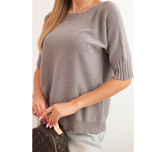 Dámský svetr z viskózy s krátkým rukávem cappuccino