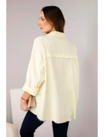 Dámske bavlnené tričko s vreckami žlté