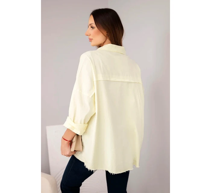 Dámske bavlnené tričko s vreckami žlté