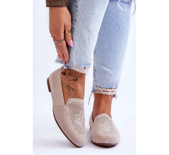 Zamszowe Wygodne Mokasyny Beżowe Giovana Zamszowe Wygodne Mokasyny Beżowe Giovana